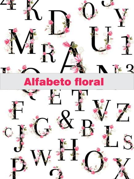 Kit Digital Alfabeto Floral