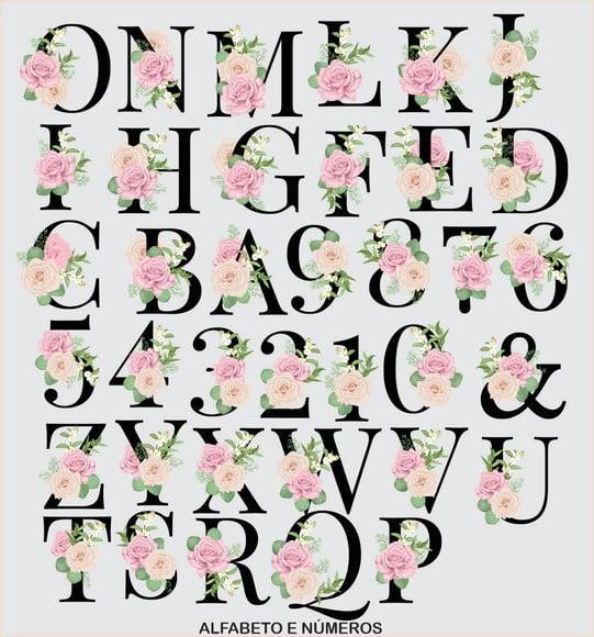 Kit Digital Alfabeto Floral