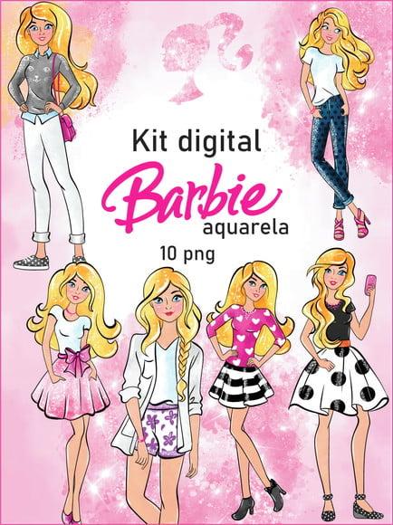 Kit Digital Barbie Aquarela