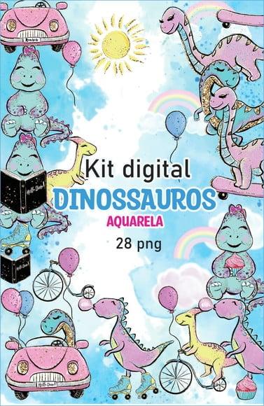 Kit Digital Dinossauros Aquarela