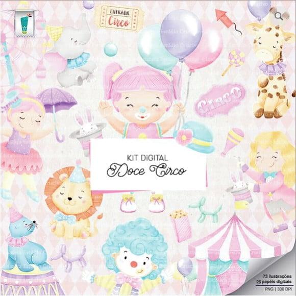 Kit Digital Doce Circo Aquarela
