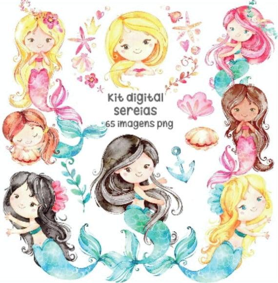 Kit Digital Sereia Aquarela