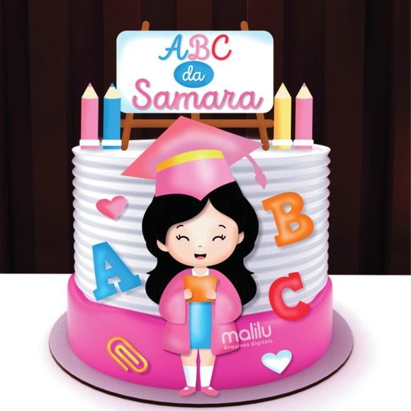 Topo de Bolo Abc Formanda Menina