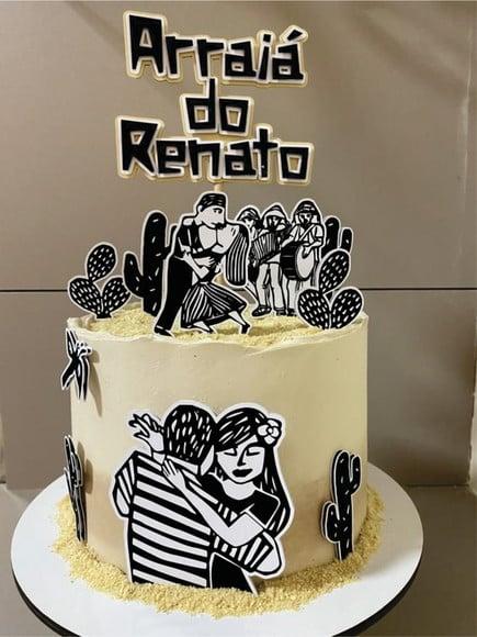 Topo de Bolo Arraiá Arretado Xilogravura Arquivo de Corte