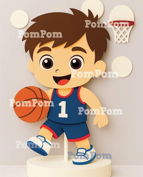Topo de Bolo Basquete Menino