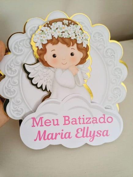 Topo de Bolo Batismo Anjinha Arquivo de Corte