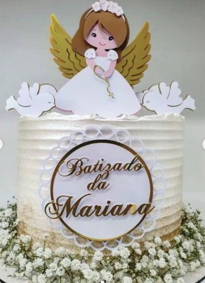 Topo de Bolo Batismo Menina Arquivo de Corte