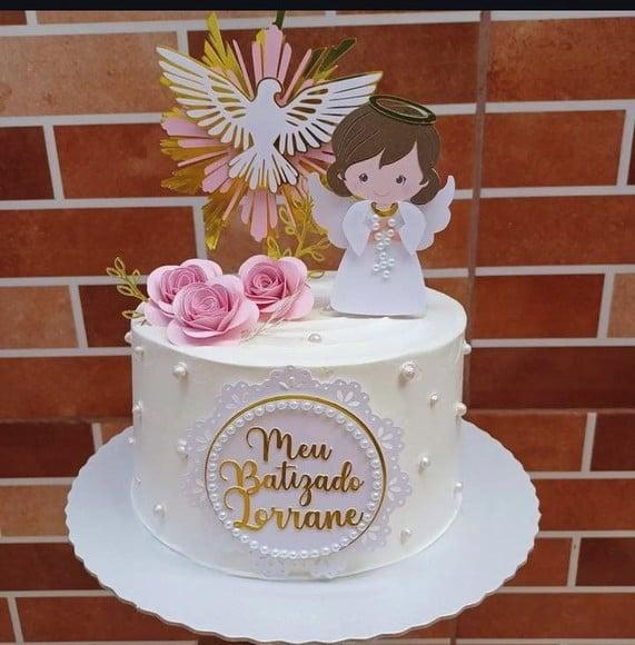 Topo de Bolo Batizado Menina