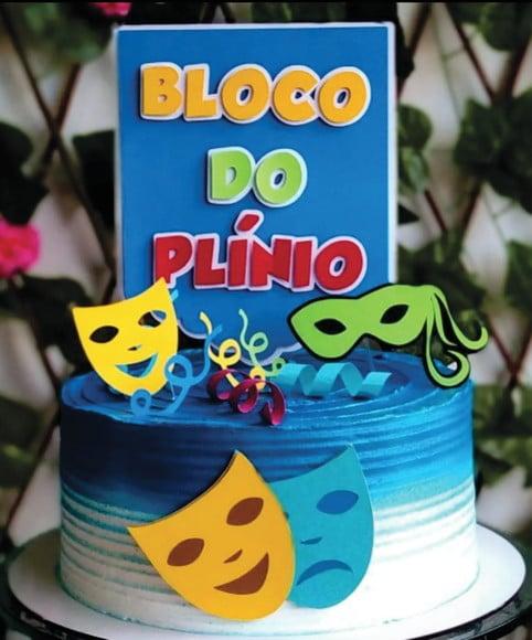 Topo de Bolo Bloquinho Azul Carnaval Arquivo de Corte