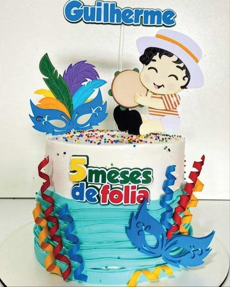 Topo de Bolo Bloquinho Carnaval Menino