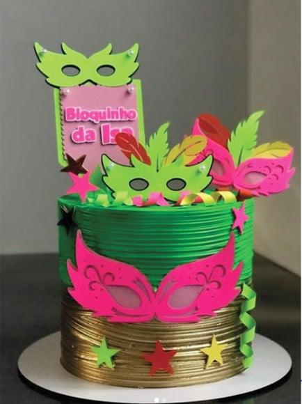 Topo de Bolo Bloquinho Carnaval Neon Arquivo de Corte