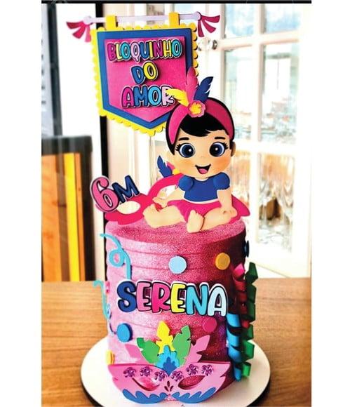 Topo de Bolo Bloquinho Menina