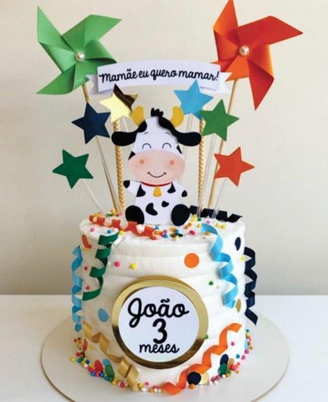 Topo de Bolo Bloquinho Vaquinha Mamãe Eu Quero Mamar
