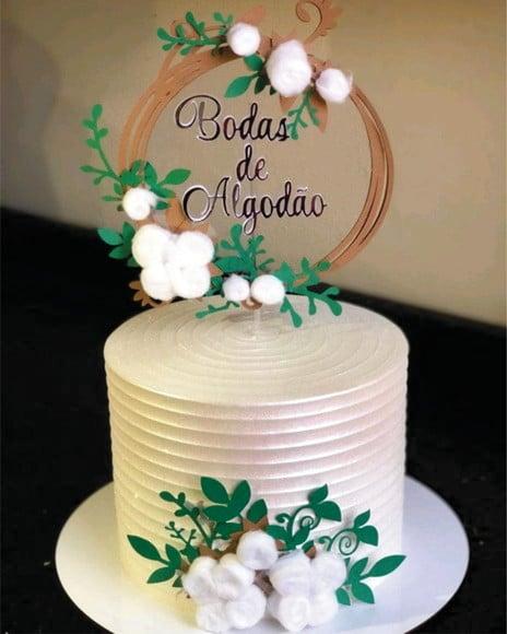 Topo de Bolo Bodas de Algodão Arquivo de Corte