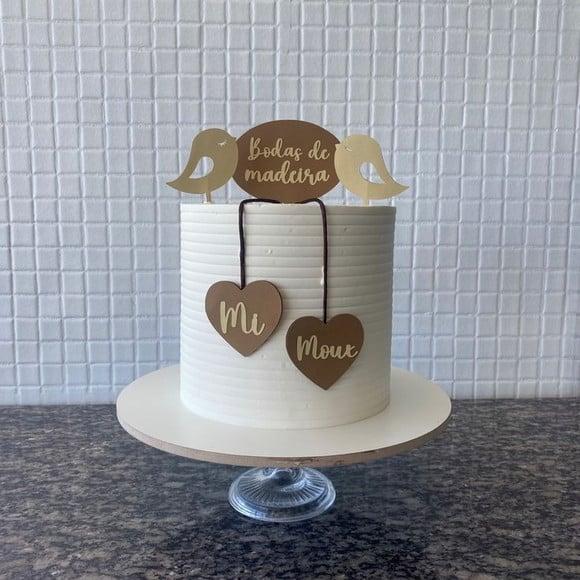 Topo de Bolo Bodas de Madeira