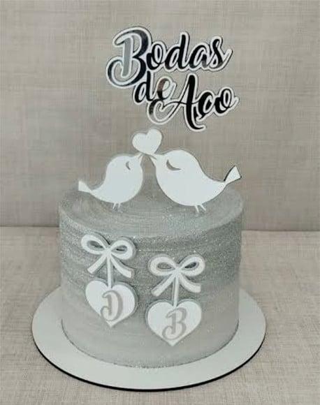 Topo de Bolo Bodas de Aço