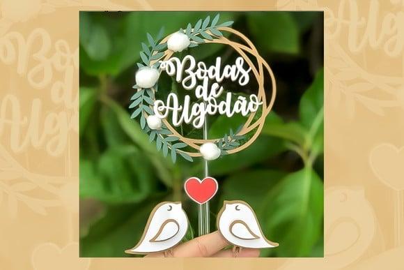 Topo de bolo bodas de algodão