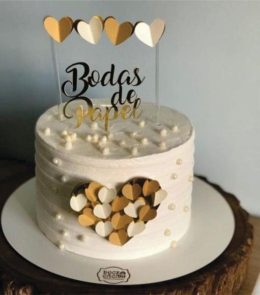 Topo de Bolo Bodas de Papel