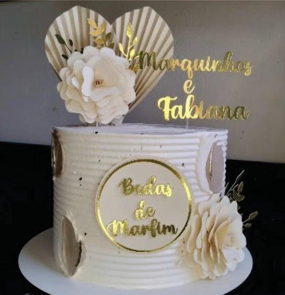 Topo de Bolo Bodas de Marfim