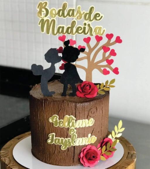 Topo De Bolo Bodas De Madeira