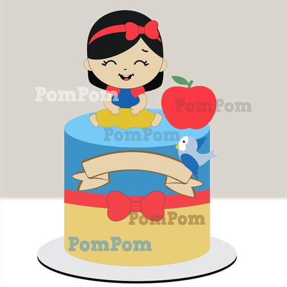 Topo de Bolo Branca de Neve Baby