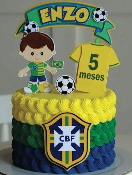 Topo de Bolo Brasil Copa Futebol Arquivo de Corte