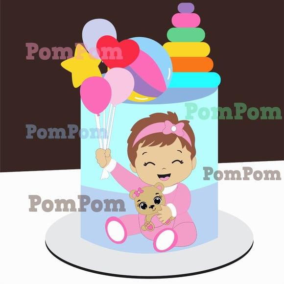 Topo de Bolo Brinquedos Menina Baby