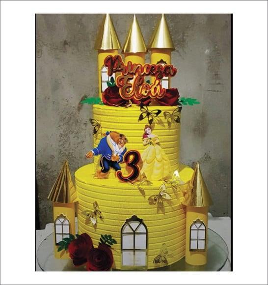 Topo de Bolo Castelo a Bela e a Fera
