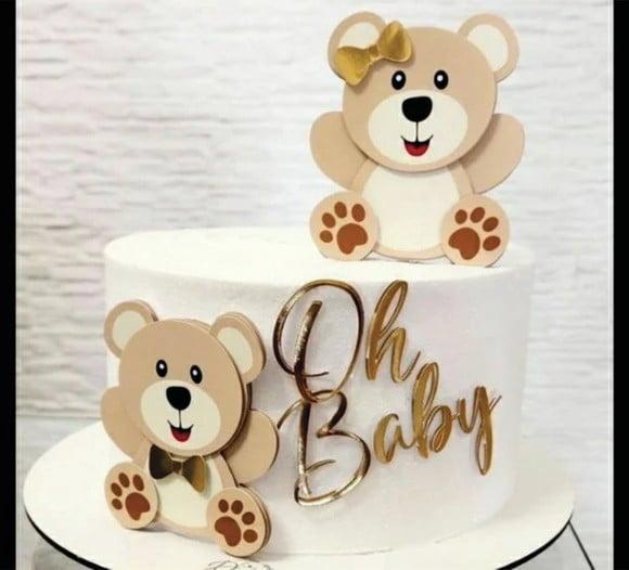 Topo de Bolo Chá Revelação Ursinhos Oh Baby