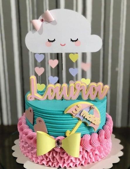 Topo de Bolo Chuva de Amor