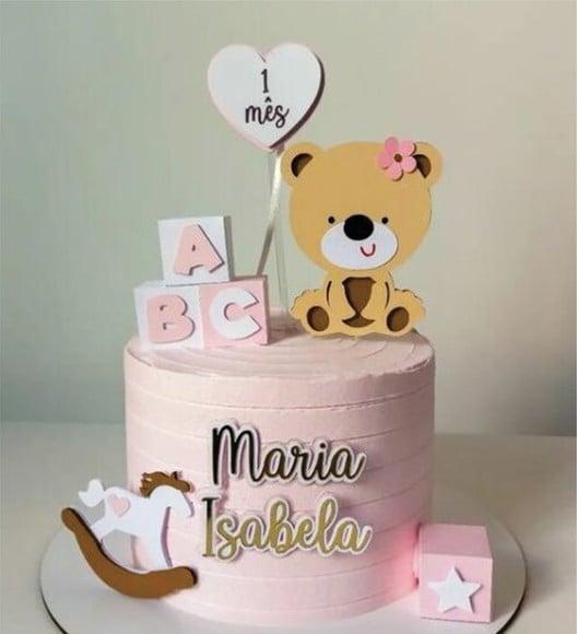 Topo de Bolo Conclusão de Mesversário Ursinha