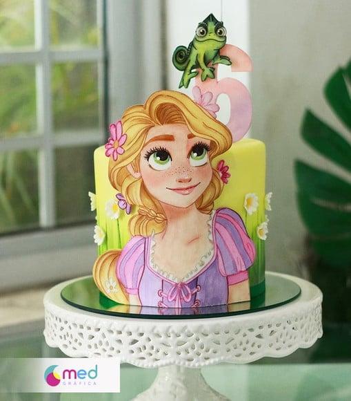 Topo de Bolo Enrolados Rapunzel-arquivo Digital