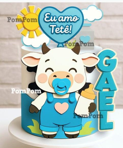 Topo de Bolo Eu Amo Tete Vaquinha