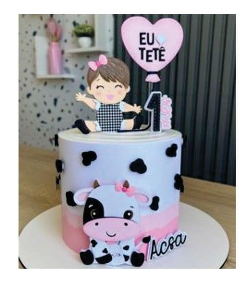 Topo de Bolo Eu Amo Tete Menina