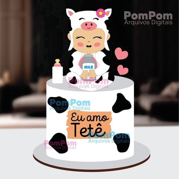 Topo de Bolo Eu Amo Tete Menina