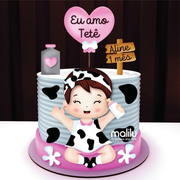 Topo de Bolo Eu Amo Tete Menina