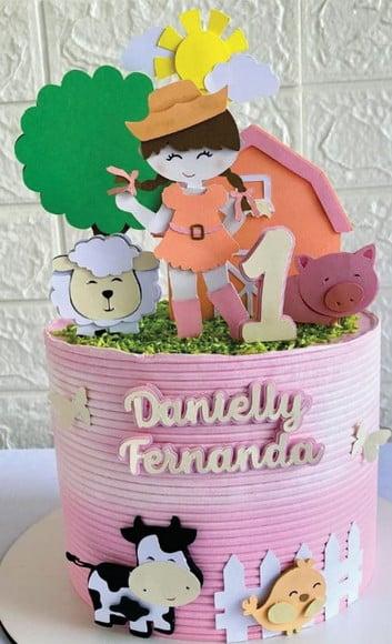 Topo de Bolo Fazendinha Menina Arquivo de Corte