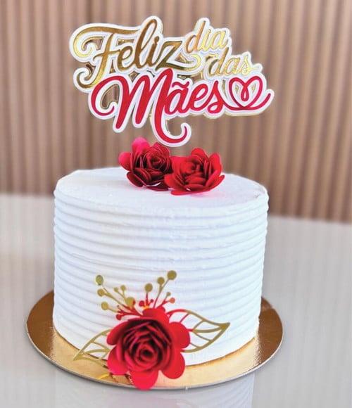 Topo de Bolo Feliz Dia das Mães