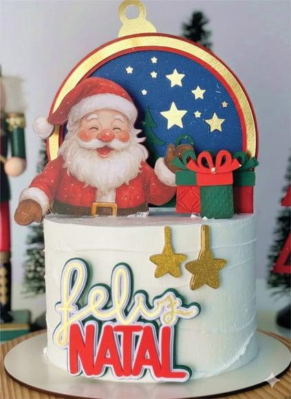 Topo de Bolo Feliz Natal Papai Noel