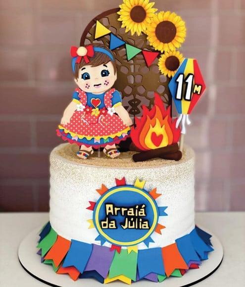 Topo de Bolo Festa Junina Arraiá Menina Caipira