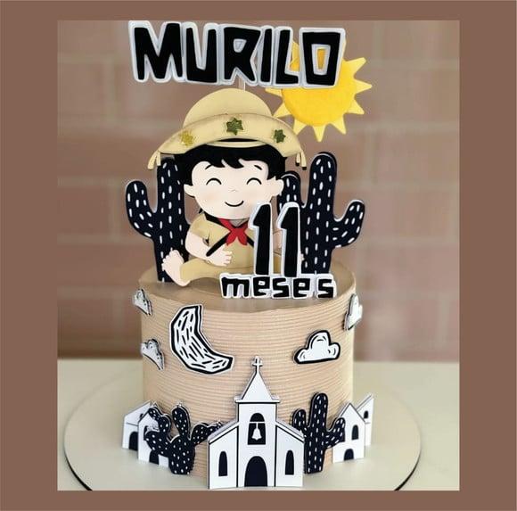 Topo de Bolo Festa Junina Menino Caipira