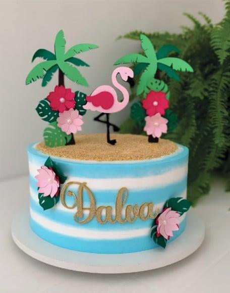 Topo de bolo flamingo arquivo digital