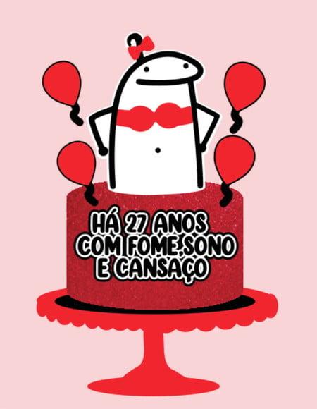 Topo de Bolo Flork Vermelho Arquivo de Corte