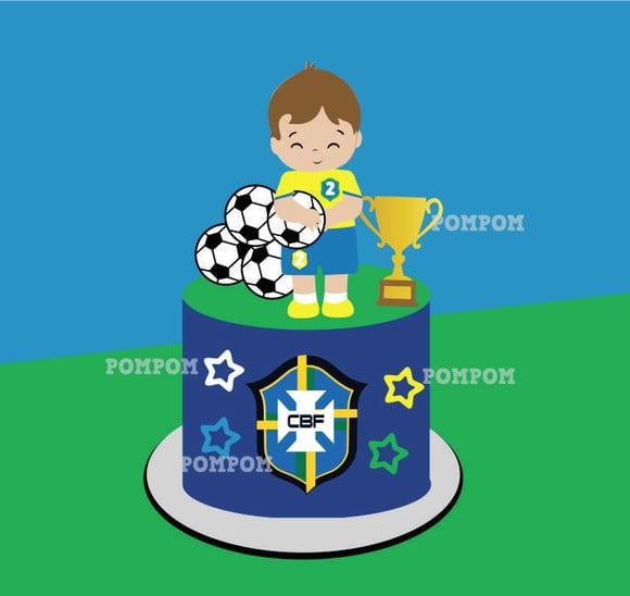 Topo de Bolo Futebol Brasil Mesversário