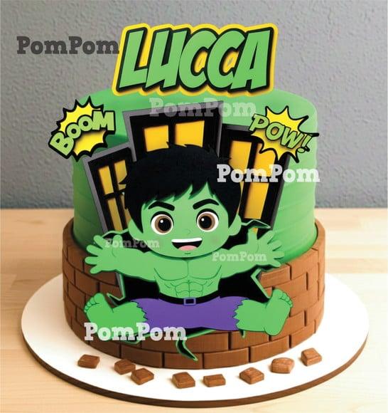 Topo de Bolo Hulk