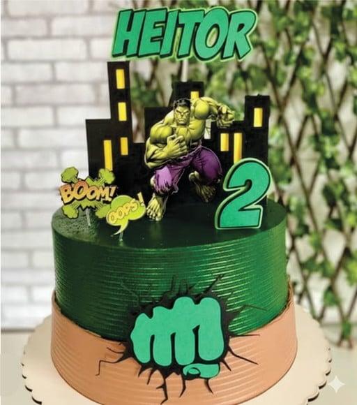 Topo de Bolo Hulk