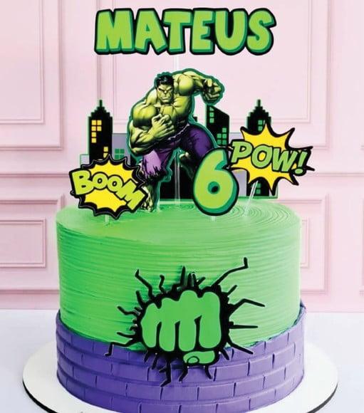 Topo de Bolo Hulk