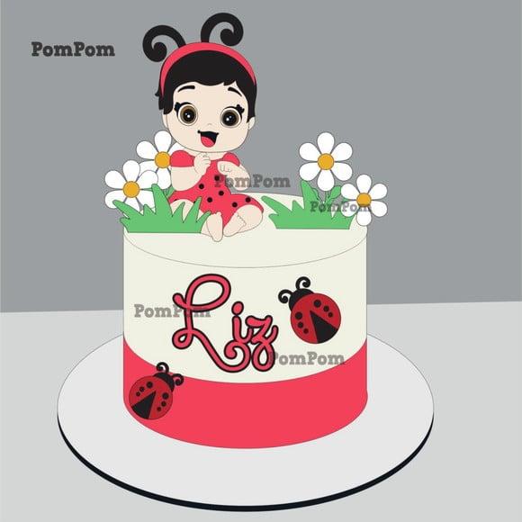 Topo de Bolo Joaninha