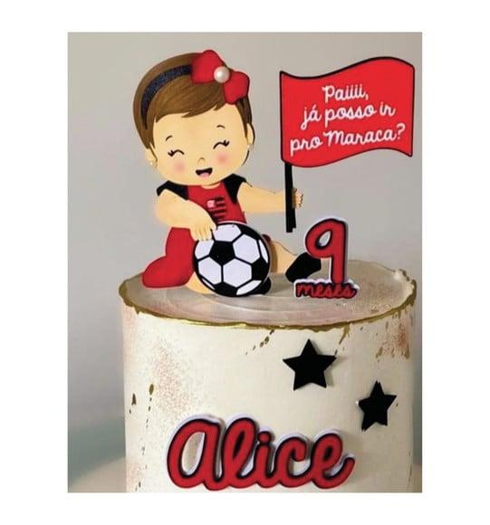 Topo de Bolo Menina Baby Flamengo