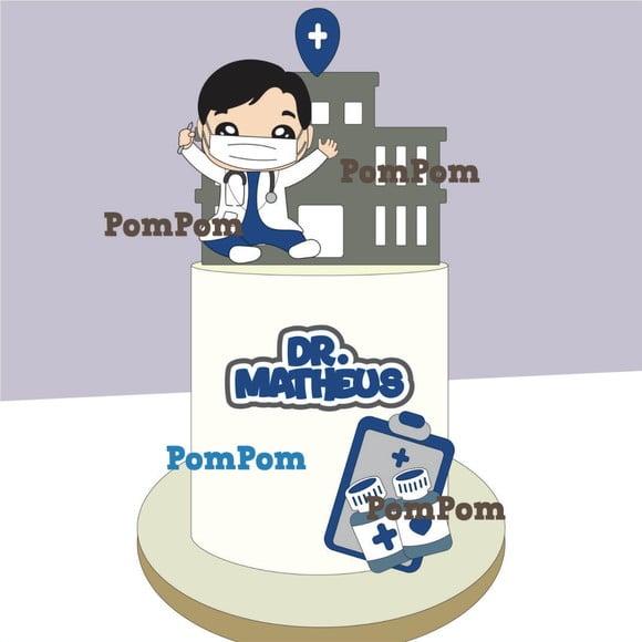 Topo de Bolo Mesversário Médico